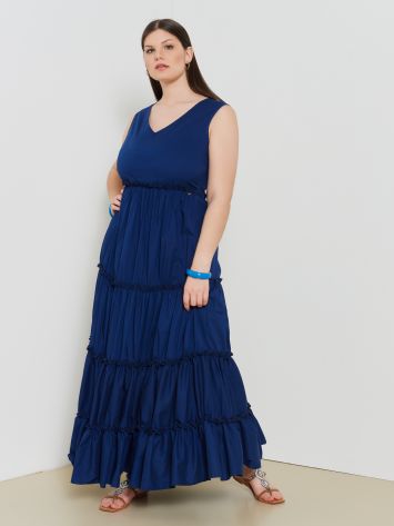 Long Curvy Dress in Cotton Canvas  Rinascimento