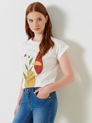 T-Shirt aus Baumwolle mit Safari-Print   Rinascimento