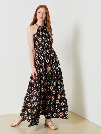 Long Ethnic Print Dress  Rinascimento