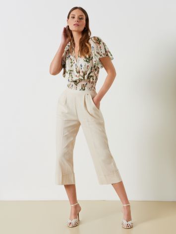 Linen Blend Cropped Trousers  Rinascimento