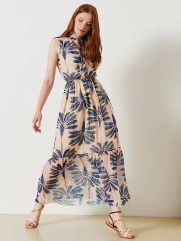 Palm Print Long Dress  Rinascimento