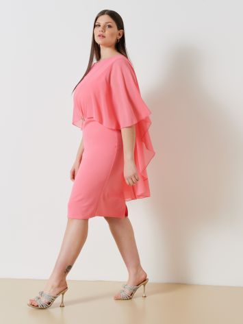 Elastic Curvy Sheath Dress with Cape  Rinascimento