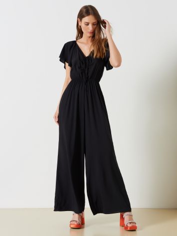 Viscose Jumpsuit with Gathered Detail  Rinascimento