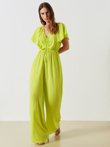 Viscose Jumpsuit with Gathered Detail  Rinascimento