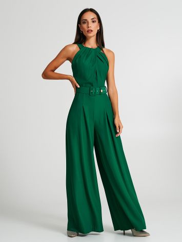 Cady palazzo jumpsuit with belt   Rinascimento