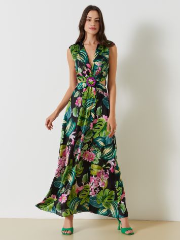 Long, Tropical-Print Dress  Rinascimento