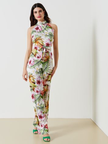 Palazzo Jumpsuit in Floral-print Satin  Rinascimento