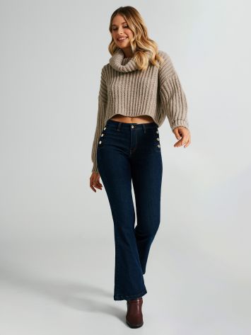 Flared jeans with 6 buttons  Rinascimento