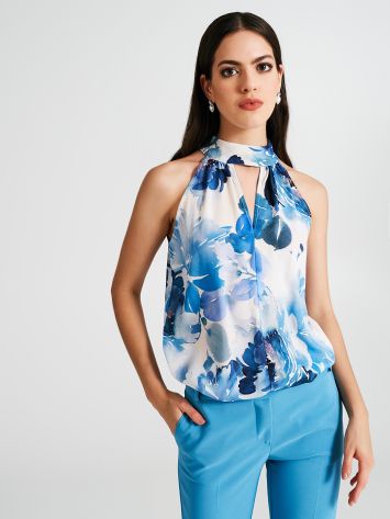 Floral satin top  Rinascimento