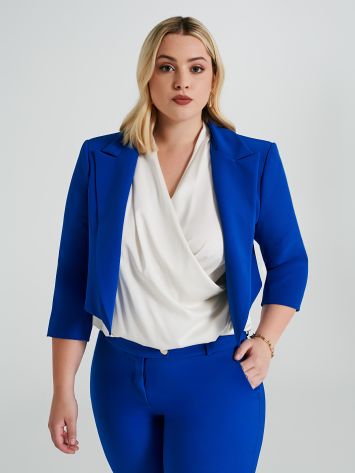 Curvy cropped jacket in technical fabric  Rinascimento
