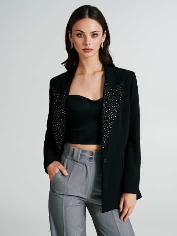 Oversize Blazer-Jacke mit Strass  Rinascimento