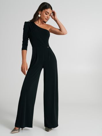 One-shoulder jumpsuit in scuba crepe  Rinascimento