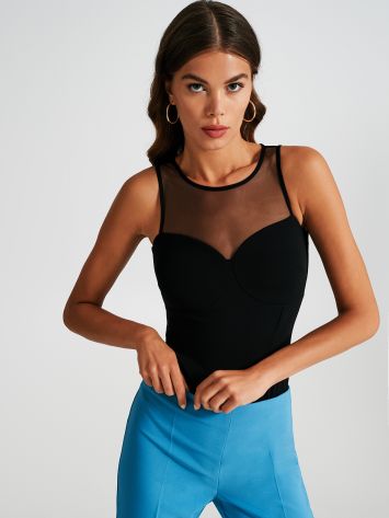 Bodysuit with tulle insert  Rinascimento