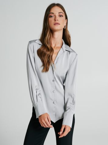 Slim-fit satin shirt with buttons  Rinascimento