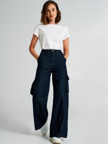 Denim cargo trousers   Rinascimento
