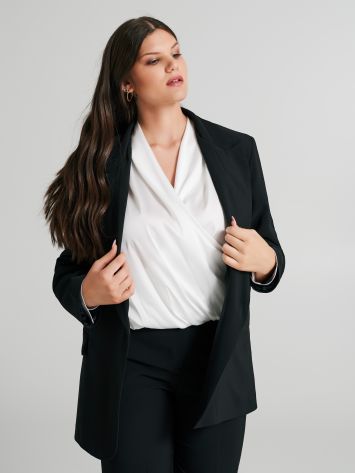 Curvy One-Button Jacket in Technical Fabric   Rinascimento