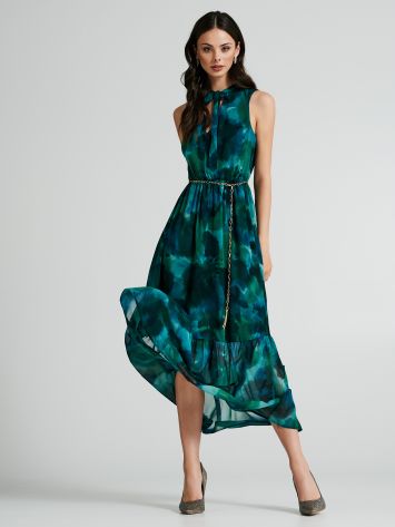 Kleid aus Georgette mit abstraktem Muster  Rinascimento
