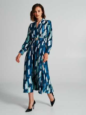 Chemise dress with a geometric print  Rinascimento