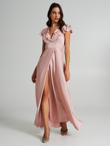 Long satin dress with ruffles  Rinascimento