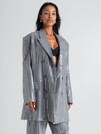 Oversized double-breasted pinstripe jacket  Rinascimento
