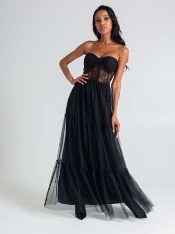 Tulle dress with lace   Rinascimento