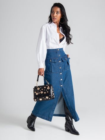 Denim cargo skirt   Rinascimento