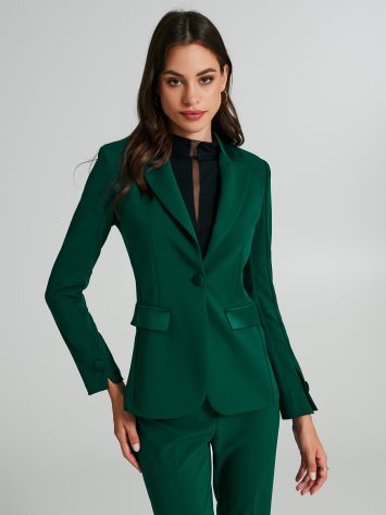 One-button jacket with satin detail   Rinascimento