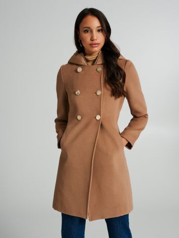 Double-breasted coat with hood  Rinascimento
