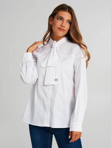 Necktie-Effect Cotton Shirt   Rinascimento