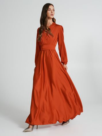 Long satin dress with full skirt   Rinascimento