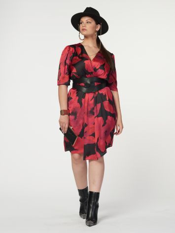 Curvy floral-print wrap dress  Rinascimento