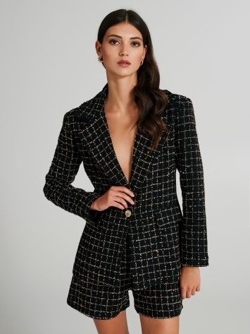Long woven checkered print jacket  Rinascimento