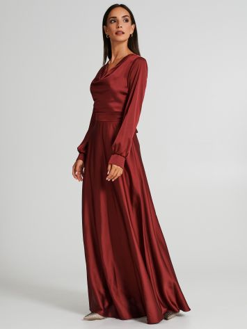 Langes Kleid mit Wasserfall-Ausschnitt   Rinascimento