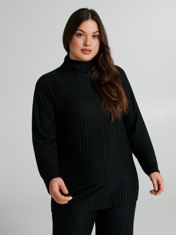 Curvy pleated turtleneck jumper  Rinascimento