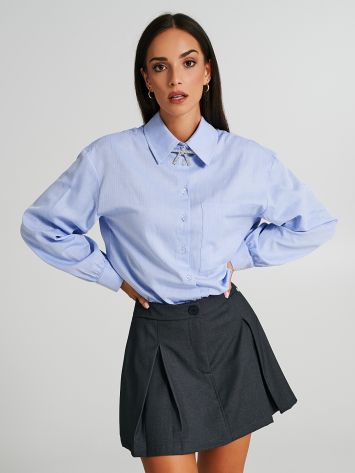 Cotton shirt with brooch   Rinascimento