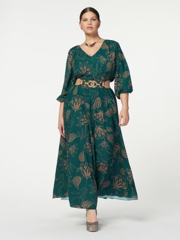 Curvy botanical-print empire dress  Rinascimento
