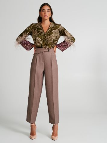 Straight trousers with feathers  Rinascimento