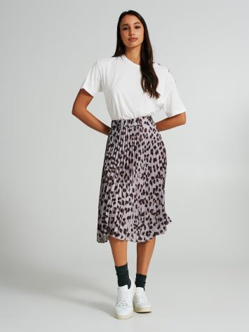 Animal-print full skirt with pleats  Rinascimento