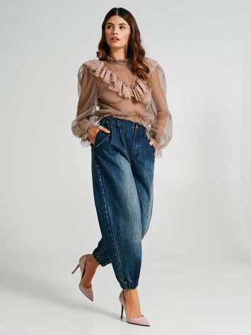 Shaded baggy jeans with elastic cuffs  Rinascimento