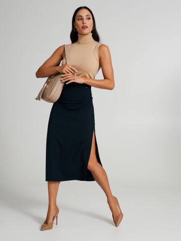 Skirt with side slit and gathered fabric  Rinascimento