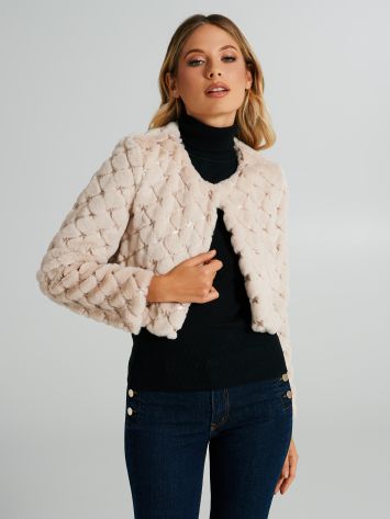 Quilted fur coat with sequins   Rinascimento