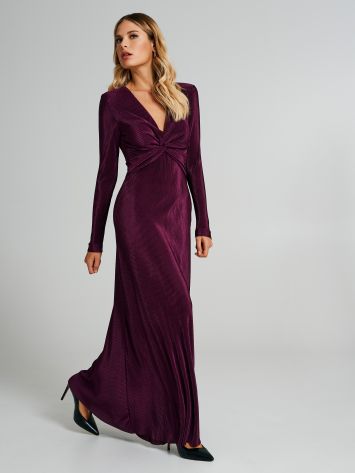 Satin pleated dress with knot  Rinascimento