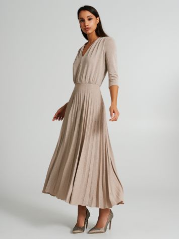 Lurex pleated dress with full skirt  Rinascimento