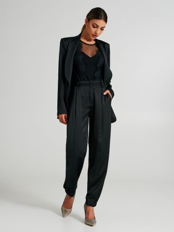 Satin joggers with pleats   Rinascimento