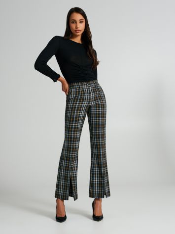 Checkered flared trousers with slits  Rinascimento