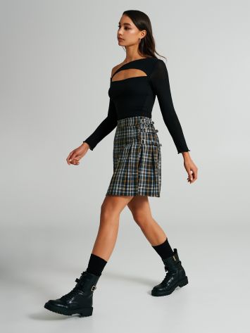 Short pleated checkered skirt   Rinascimento