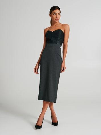 Bandeau dress with leather insert  Rinascimento