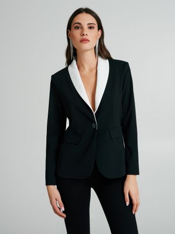 Single-button jacket with contrasting lapels   Rinascimento