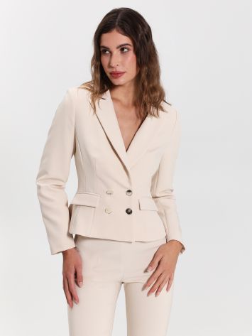 Short Double-breasted Jacket in Technical Fabric   Rinascimento