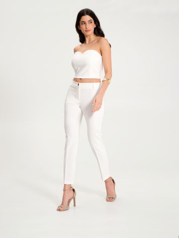Skinny Trousers in White Technical Fabric  Rinascimento